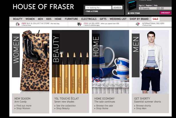 House of Fraser website closed