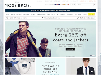 Online sales rise at Moss Bros